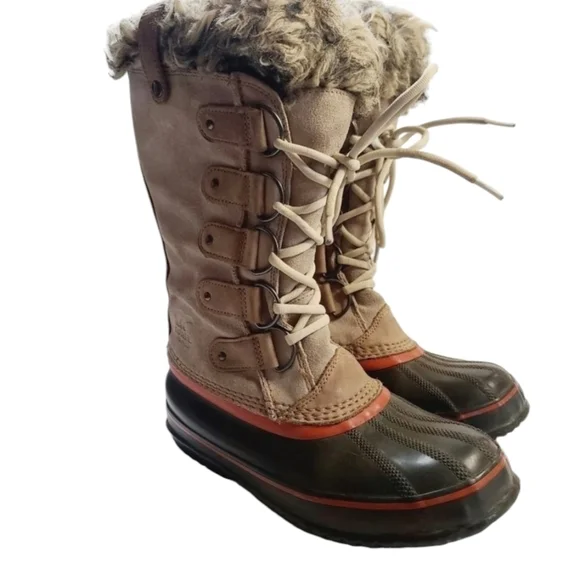 Sorel Joan of Arctic Waterproof Faux Fur Brown Lace Up Tall Boots size 8 - Picture 1 of 16